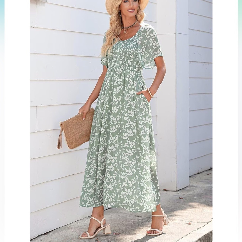 Floral Green Maxi Dress - Picture 2 of 3
